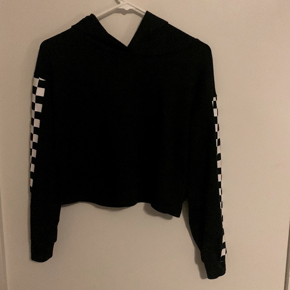 Black and white checkered pattern girls s hoodie shirt